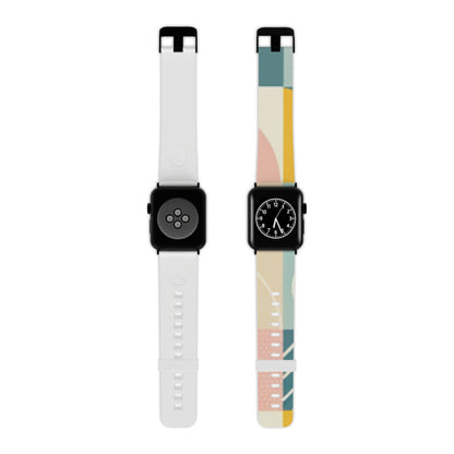 Stylish VisualVortex Apple Watch band featuring vibrant pastel hues such as baby pink and mint green, designed by Dazzling Dreams Studio.