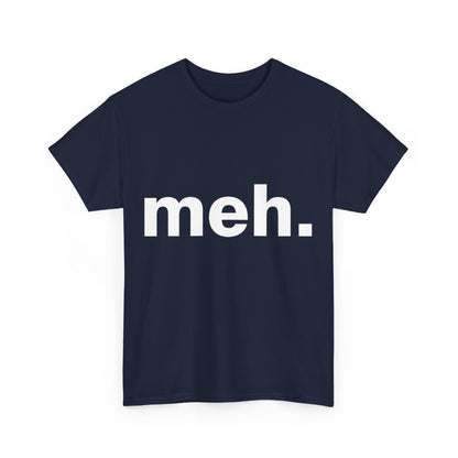 Urban Unisex Cotton Tee with 'Meh' Graphic in Navy - Elegant casual statement t-shirt by Dazzling Dreams, perfect for effortless chic style.