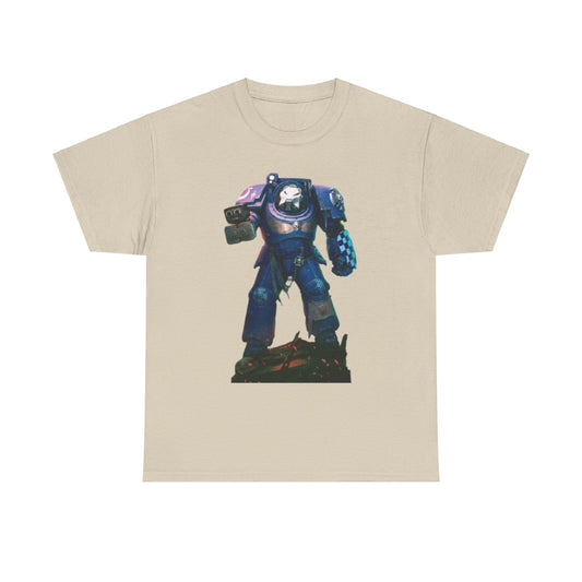 Elegant unisex graphic tee showcasing an exquisite depiction of a heroic figure in a sci-fi aesthetic, tailored for casual and stylish attire.