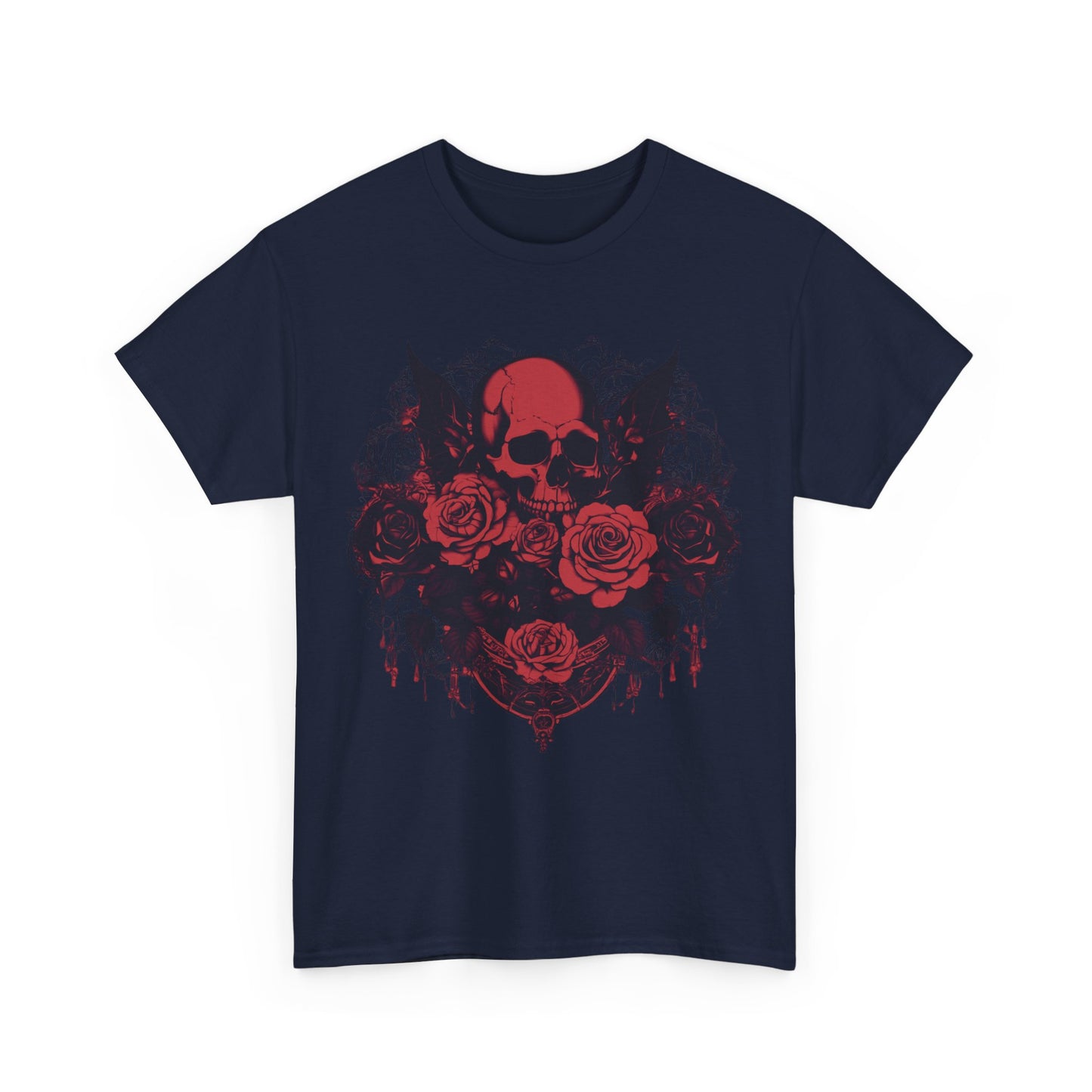 Skulls and Roses Cotton Tee, Unisex Graphic Shirt, 7 color choice