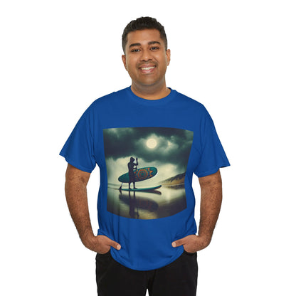Model wearing Delightfull Paddle Board T-Shirt by Dazzling Dreams Studio, showcasing its relaxed fit and versatility for casual outings.