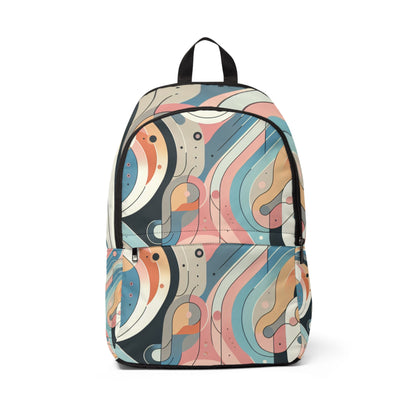 FusionFit Core Dynamics Pastel Geometric Backpack by Dazzling Dreams Studio, showcasing a stylish modern design with luxurious pastel colours and abstract geometric patterns, perfect for chic travel.
