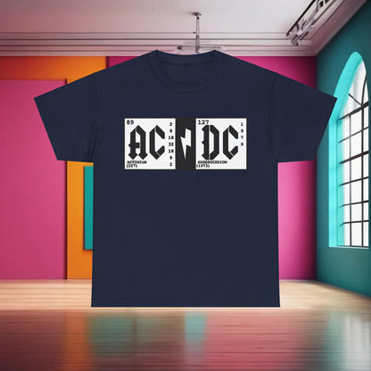 Navy Elements AC DC Graphic T-Shirt, featuring the iconic bold lettering and elegant atomic details, ideal for a refined urban wardrobe.