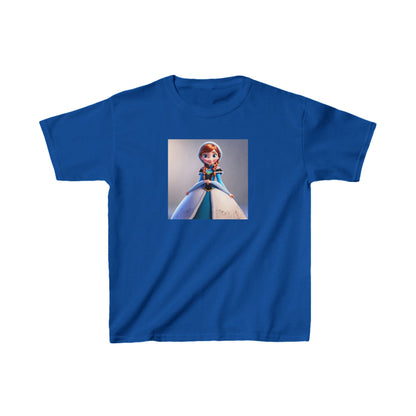 Kids Frozen Anna Heavy Cotton T-Shirt in royal blue displaying the charming character Anna, designed for comfort and stylish expression for children.