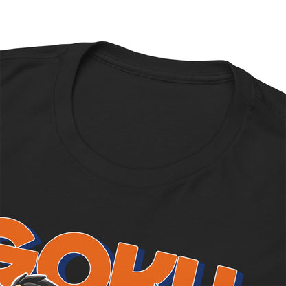 Close-up view of the GOKU Dragon Ball Z T-shirt neckline, illustrating the premium soft fabric and intricate details of the graphic print, ideal for stylish comfort.