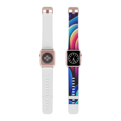 Vibrant neon hues of the DesignVista Castle Apple Watch Band by Dazzling Dreams Studio creating a stunning kaleidoscope effect.