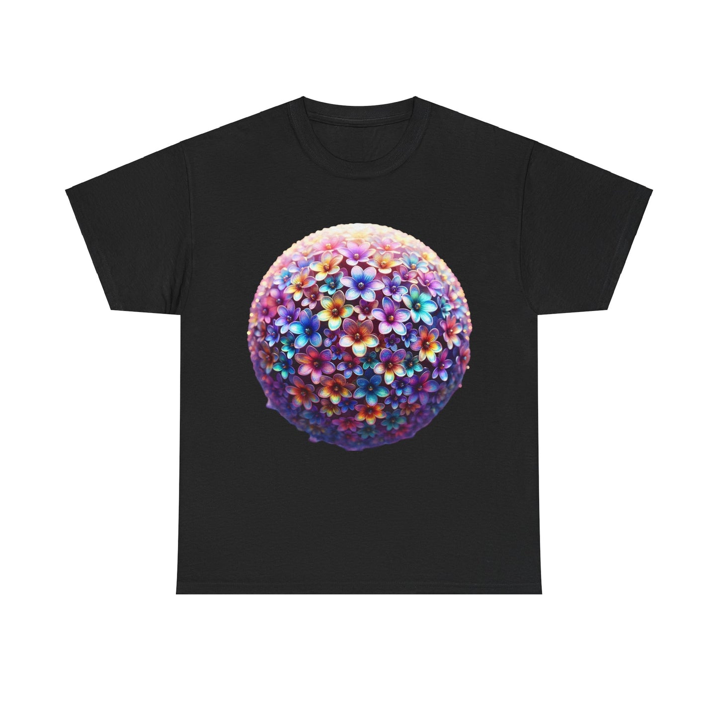 Iridescent Floral Sphere  Unisex Cotton Tee Graphic T Shirt