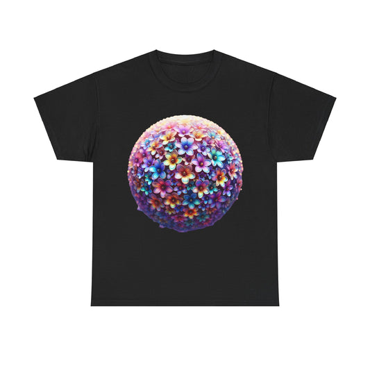 Iridescent Floral Sphere  Unisex Cotton Tee Graphic T Shirt