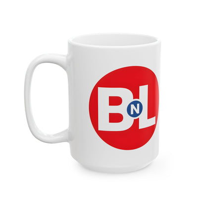 The Buy N Large Logo Wall-E Ceramic Mug, serving fresh hot cocoa while reminding you to keep your heart full of adventure and optimism.