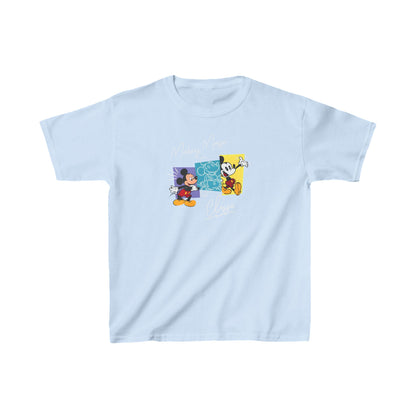 Child’s Mickey Mouse Graphic Unisex T-Shirt in Light Blue showcasing an artistic depiction of Mickey Mouse, embodying fun and creativity in a luxurious graphic design.