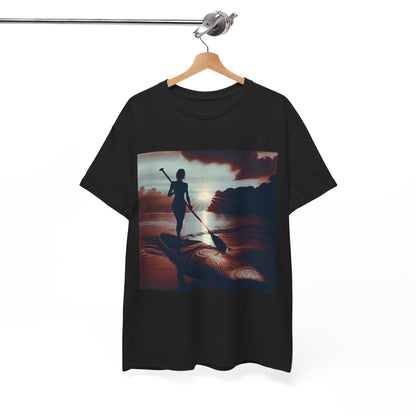 Beautiful seaside view featuring the Delightful Paddle Board T-Shirt by Dazzling Dreams Studio, ideal for embracing nature and water sports.