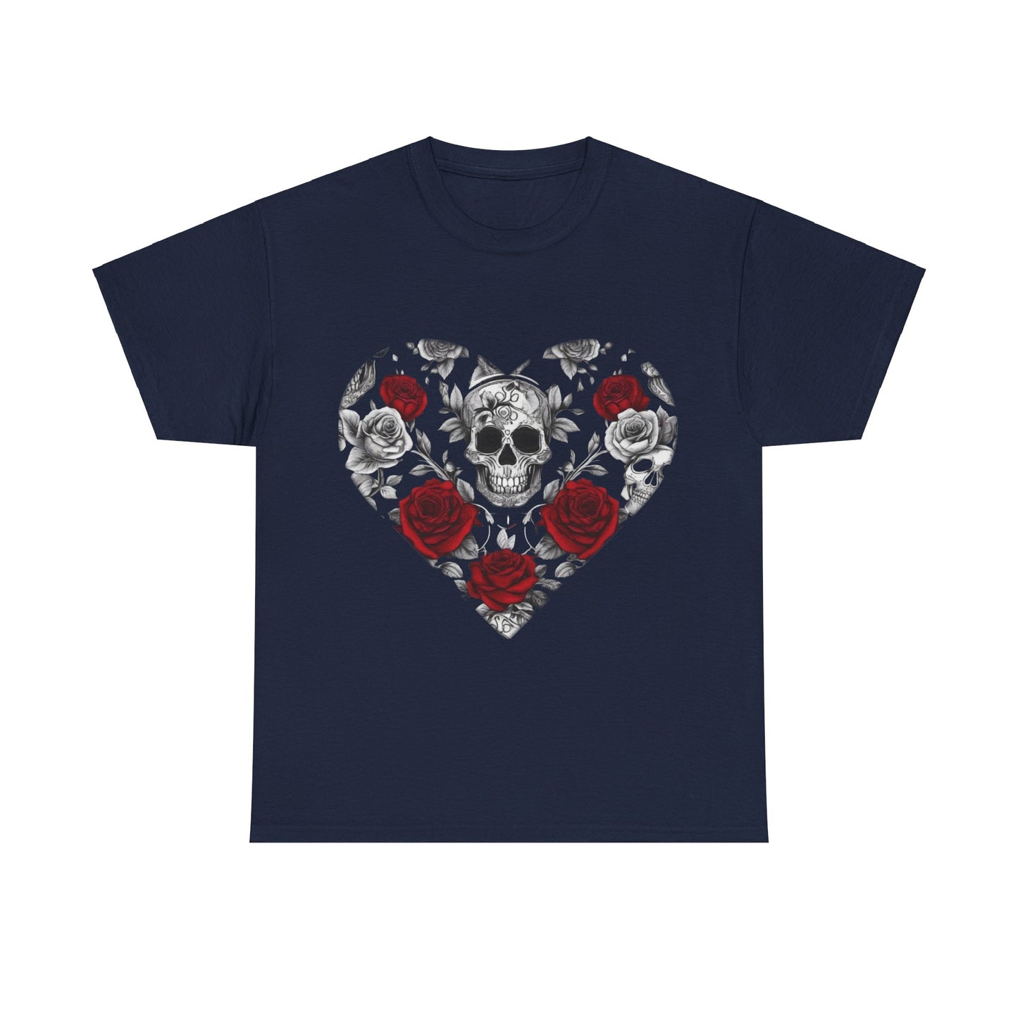 Skulls and Roses Cotton Tee, Unisex Graphic Shirt, 7 color choice