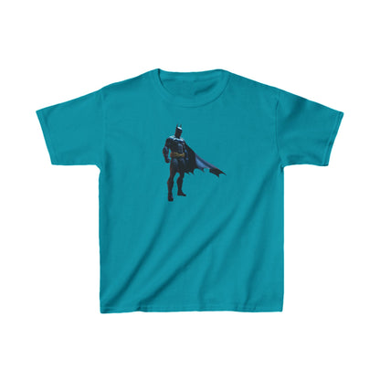 Kids Batman Heavy Cotton T-Shirt in bright turquoise, showcasing the legendary Batman design for fashionable play.