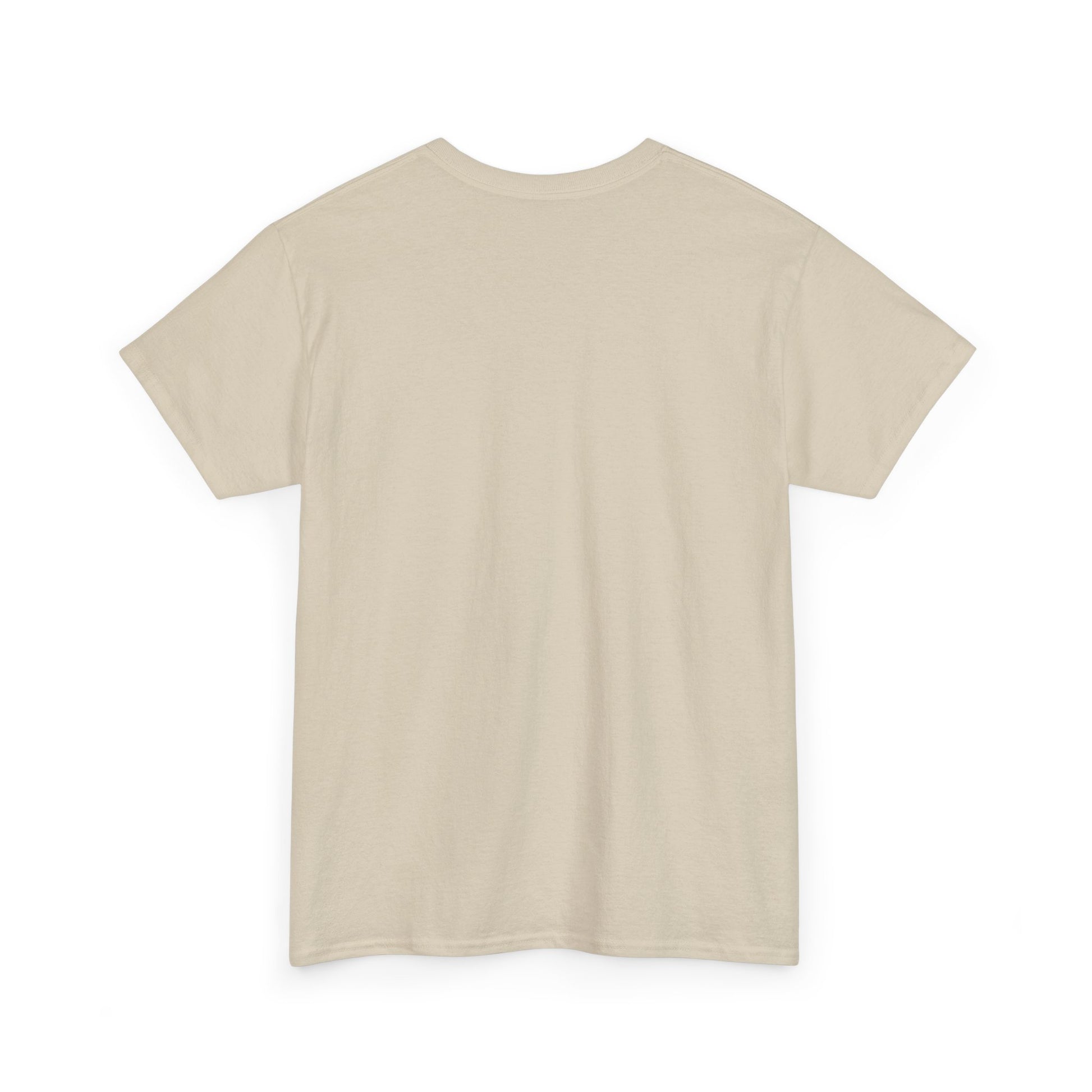 Back view of a chic beige t-shirt, crafted for elegance and ease, perfect for casual wear.