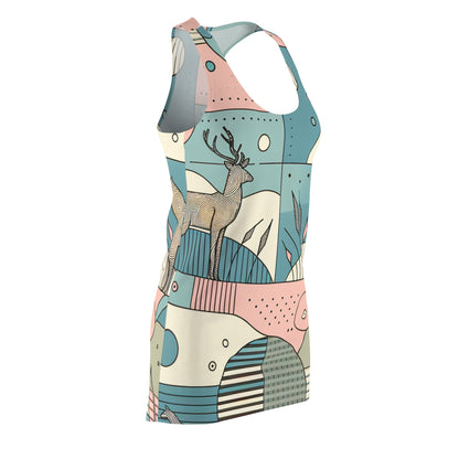 Model wearing the Vivienne Starling Racerback Dress by Dazzling Dreams Studio, exemplifying timeless sophistication and contemporary design for any occasion.