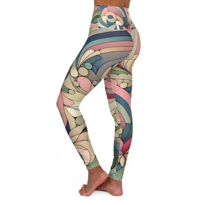 Dazzling Dreams Studio's pastel leggings in a fashionable setting, ideal for workouts or casual outings, combining luxury style and comfort.