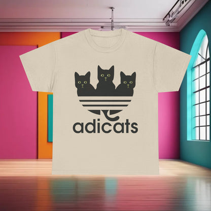 Stylish Trendsetting Funny Men’s T-Shirt capturing the cheeky essence of kittens against bold stripes, a true fashion declaration for feline fans!