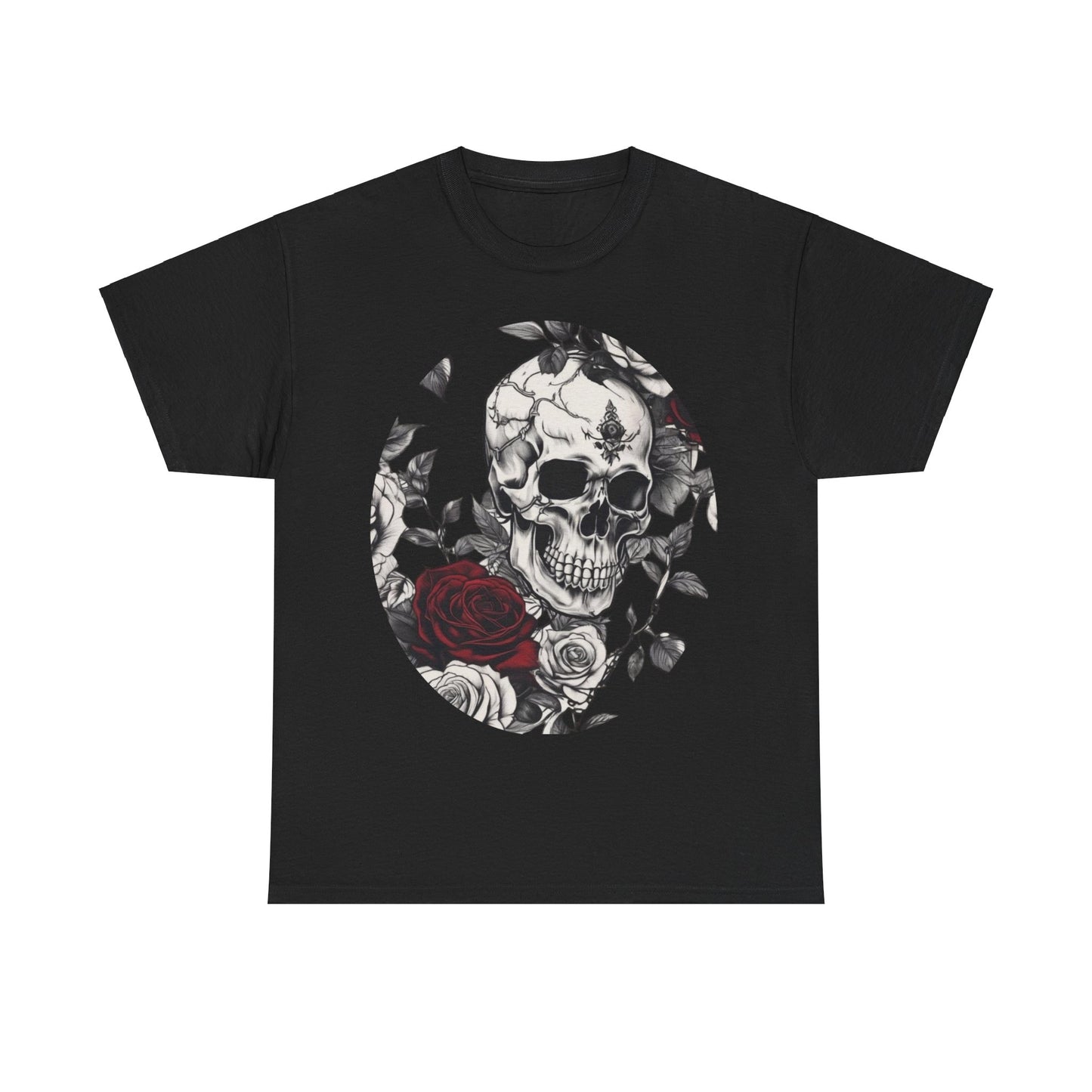 Skulls and Roses Cotton Tee, Unisex Graphic Shirt,