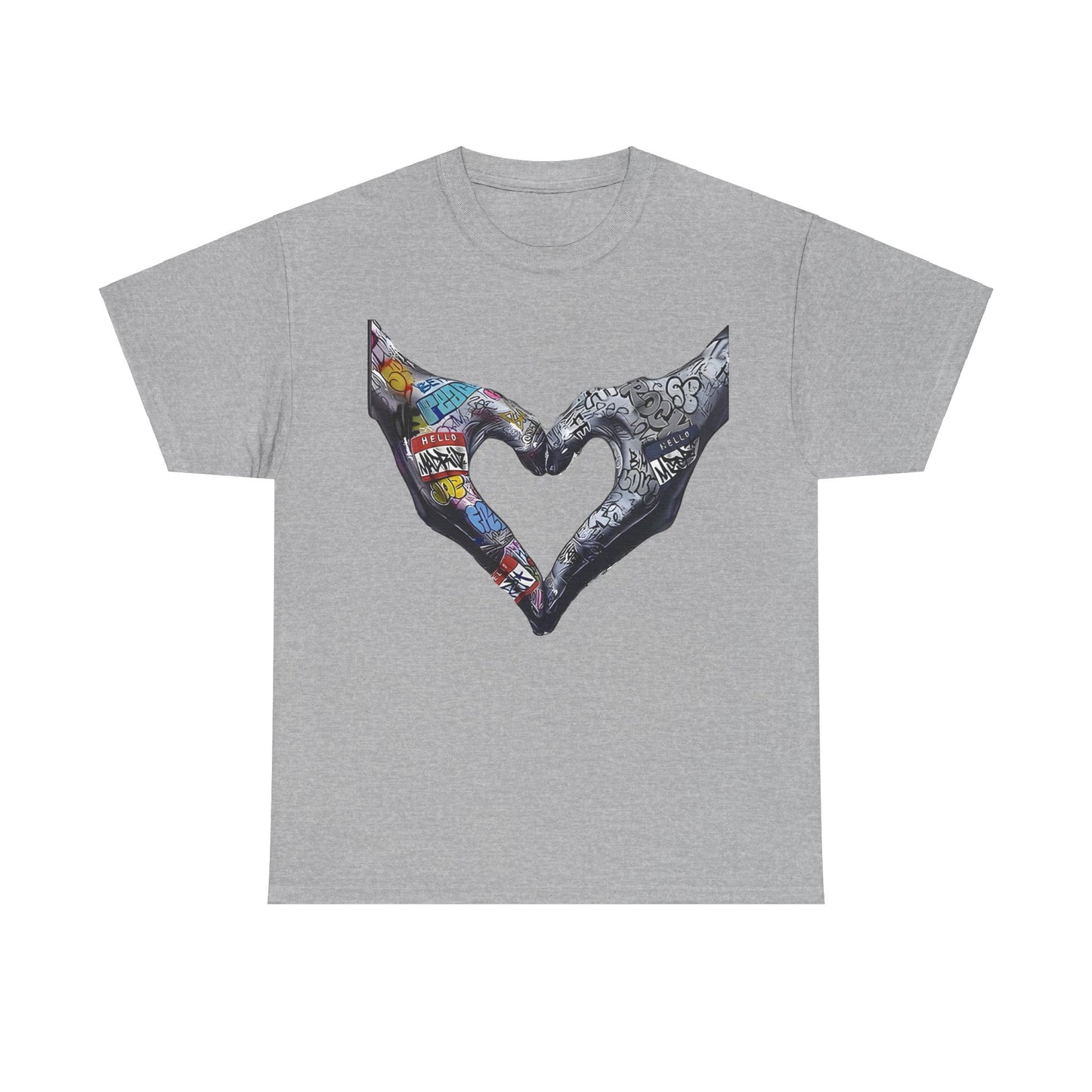 Graffiti Hands Tee, Love Graphic T-Shirt, Urban Streetwear Top, Unisex Cotton