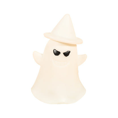 Charming white ghost lamp with a playful expression, part of the Halloween LED Glowing Cute Small Night Lamp collection.