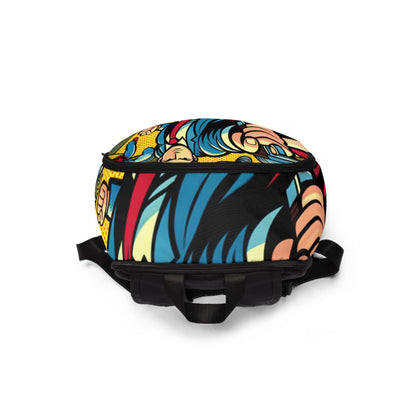 Close-up of the padded straps of the Dynamic Vibrant Pop Art Backpack by Dazzling Dreams Studio, designed for ultimate comfort and ease of carrying, exemplifying luxury and practicality.