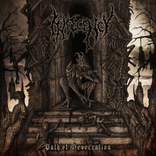 Indecency - Path of Desecration CD by Rancid Offal Records, showcasing the album cover art representing the dark themes of death metal music.
