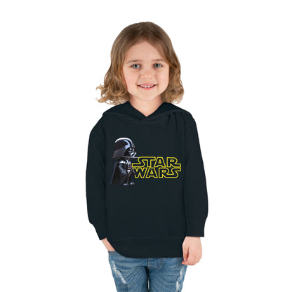 A child wearing the Kids Unisex Cute Darth Vader Star Wars Hoodie - Showcasing a stylish fleece sweater with beloved Darth Vader design, ideal for young Star Wars fans.