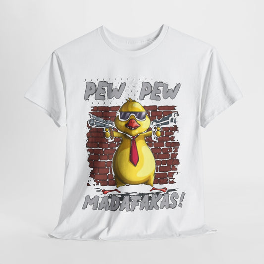 FUNNY CHICKEN PEW PEW MADAFAKAS GANGSTER T-SHIRT FOR MEN VINTAGE GRAPHIC DESIGN