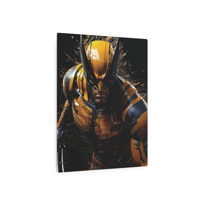 Wolverine Metal Art Poster - Premium Matte Aluminium Decor, featuring an artistic portrayal of Wolverine in dynamic posture, ideal for enhancing sophisticated interior aesthetics.