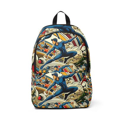Vibrant Pop Art Backpack featuring dynamic cartoon characters by Dazzling Dreams Studio, showcasing a chic modern design perfect for stylish outings.
