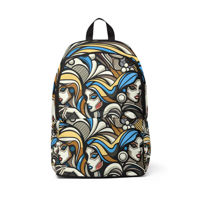 Vibrant Pop Art Abstract Cartoon Backpack by Dazzling Dreams Studio showcasing unique whimsical designs and vivid colours, perfect for stylish modern individuals.