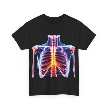 Xray Graphic T-Shirt - Elegant front view displaying an artistic Xray graphic design on a black unisex cotton tee, perfect for stylish casual wear.