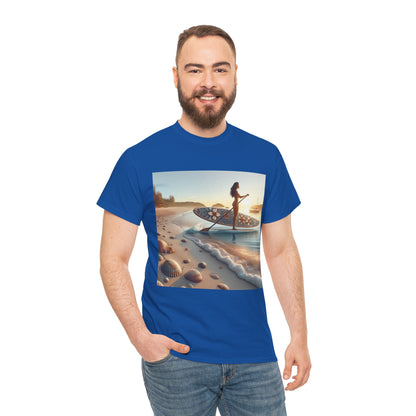 Luxury paddleboarding graphic on Delightfull T-Shirt, crafted by Dazzling Dreams Studio for adventure lovers.