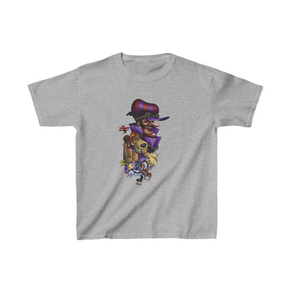 Unisex Kids Dastardly and Muttley Cotton T-Shirt in elegant grey, featuring a playful graphic of Dastardly and Muttley, a perfect blend of nostalgia and contemporary style for kids.