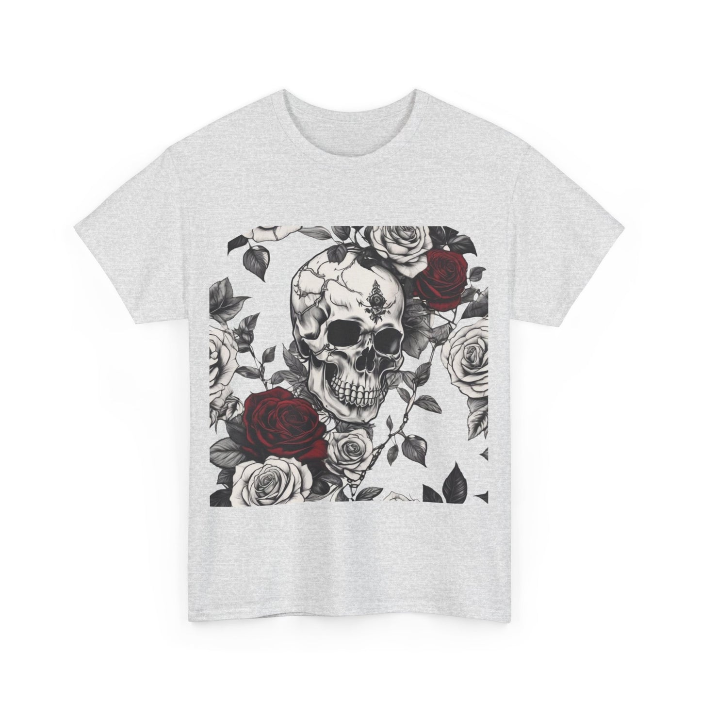 Skulls and Roses Cotton Tee, Unisex Graphic Shirt,