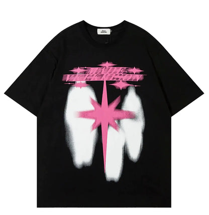 Starglow Men's Celestial Printed Tee by Dazzling Dreams Studio, showcasing a luminous glow-in-the-dark design perfect for adding a celestial element to your luxury wardrobe.