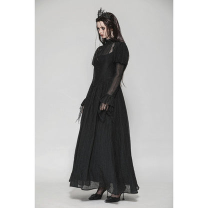Model wearing Dark in Love Harlow Gothic Lace Maxi Dress, epitomising enchanting elegance for gothic occasions.