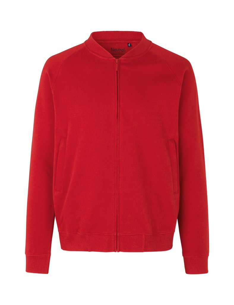 Luxurious unisex bomber jacket made from Fairtrade organic cotton, featuring a soft brushed inside and stylish hidden pockets, perfect for a sophisticated yet relaxed look.