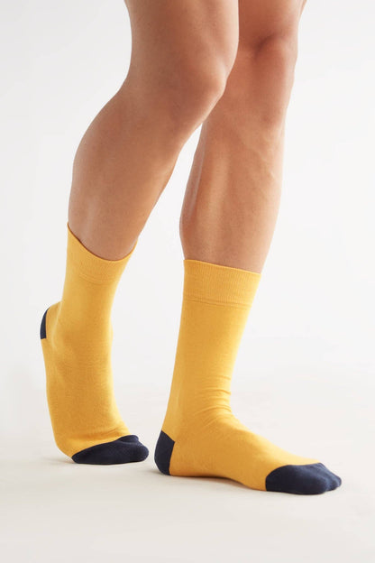 Luxury organic cotton socks with a comfortable cuff, emphasizing quality and elegance in each pair.