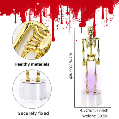 Luminous Halloween Decorations Skull Skeleton Desktop Ornaments with close-up details, emphasising high-quality materials and design, perfect for a stylish Halloween display.