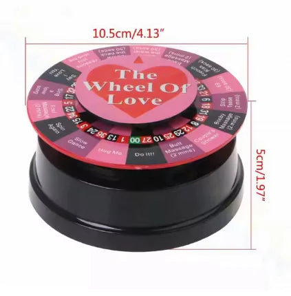 Risky Couples Sexy Roulette Wheel - A luxurious battery-operated game designed to ignite passion and explore intimacy, featuring challenges in an elegant wheel format, measuring 10.5cm x 5cm.