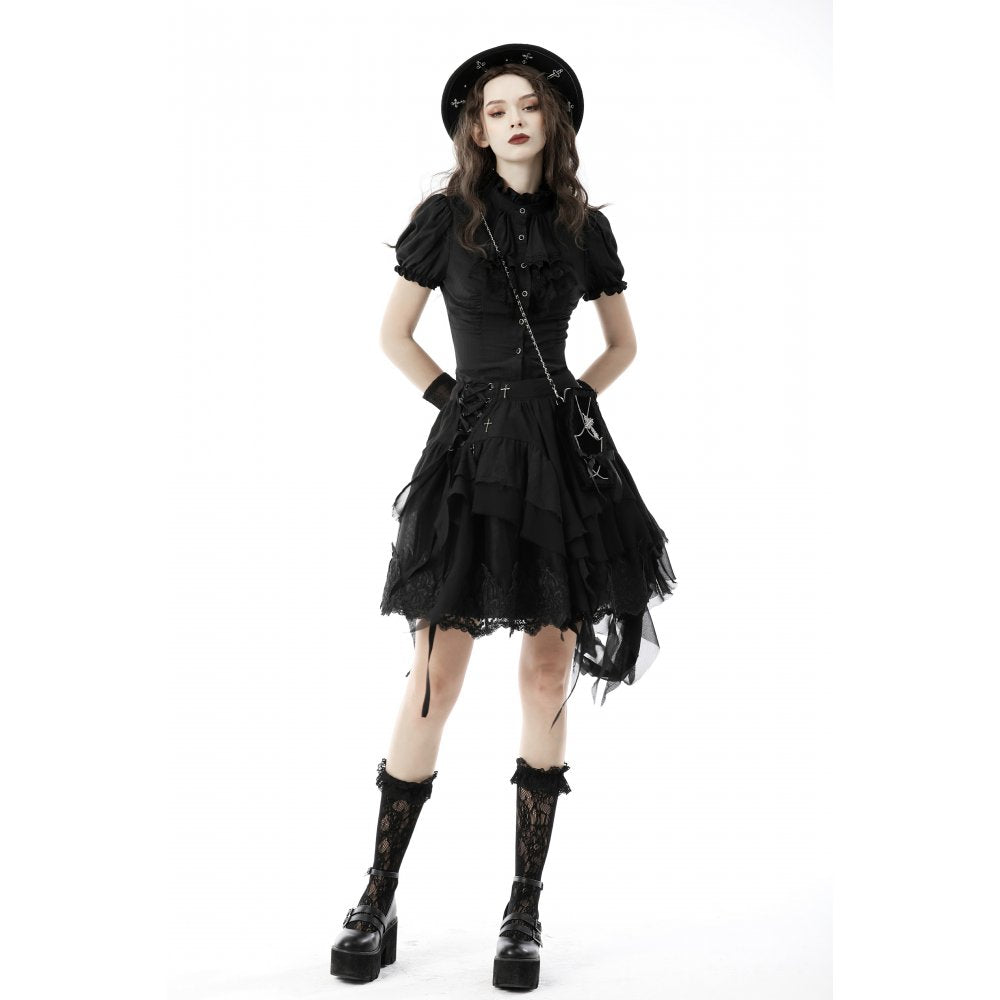 Back view of the Dark In Love Sinead black blouse, emphasizing its elegant silhouette and structured fit, suitable for formal events.