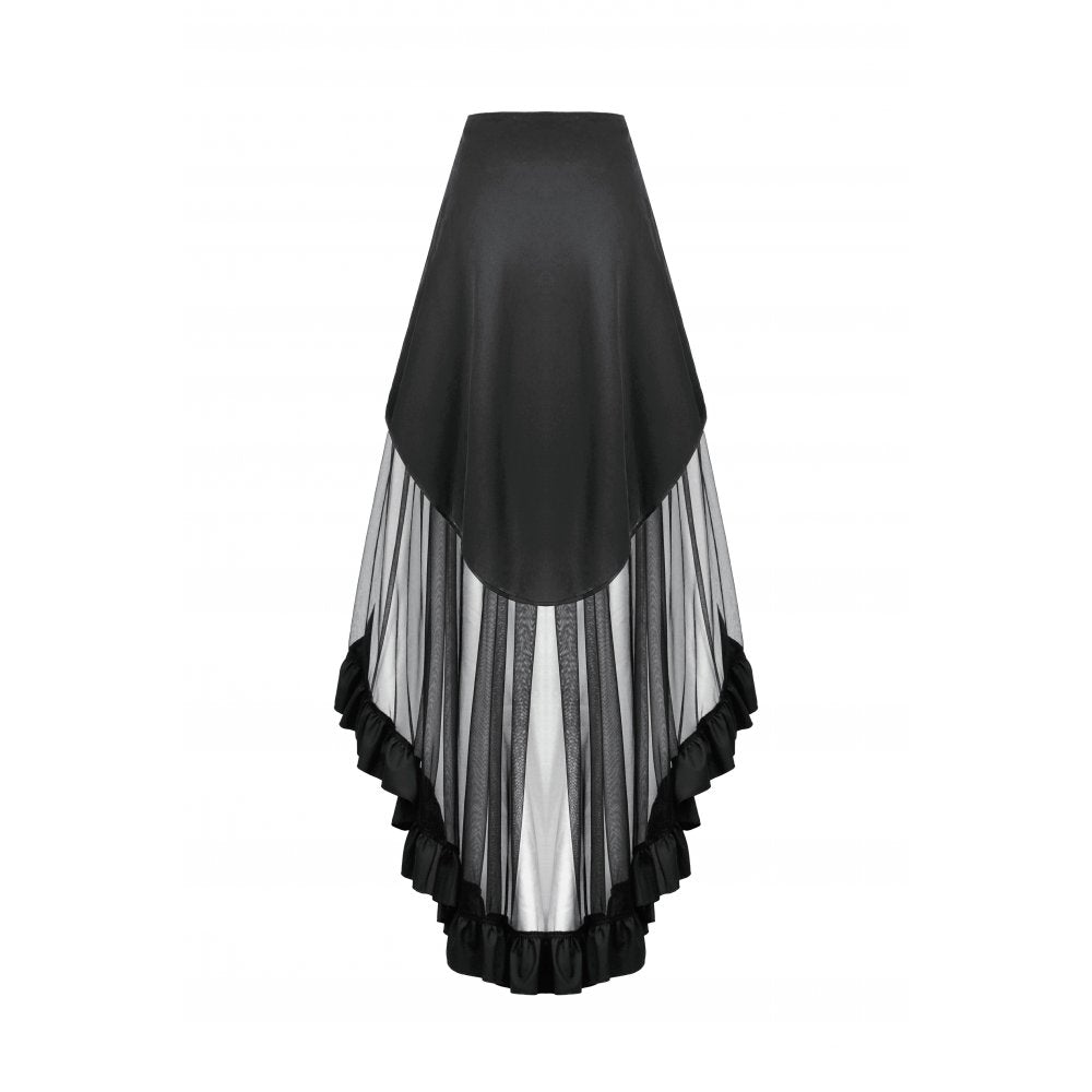 Size guide image for the Dark In Love Belladonna Mesh Gothic Skirt, providing detailed measurements to assist customers in selecting the perfect fit.