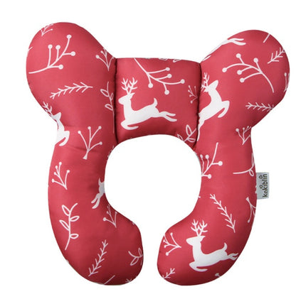 U-Shaped Infant Pillow by Dazzling Dreams Studio showcasing an elegant reindeer pattern, designed to enhance your baby's comfort and safety.