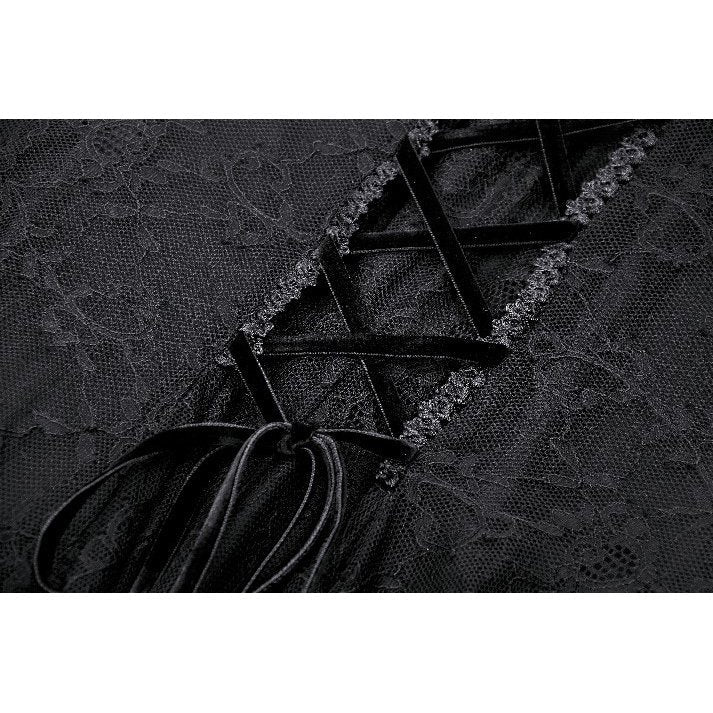 Full view of the Dark in Love Merida Lace Tail Dress with cascading lace tails, ideal for making a fashion statement.