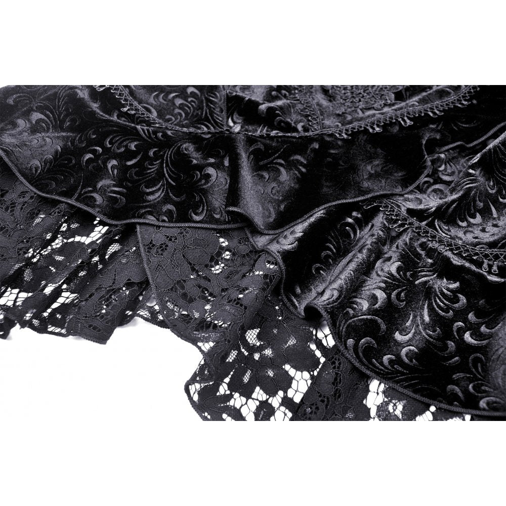 Side view of the Dark In Love velvet fishtail midi skirt highlighting the concealed zip fastening and dramatic silhouette.