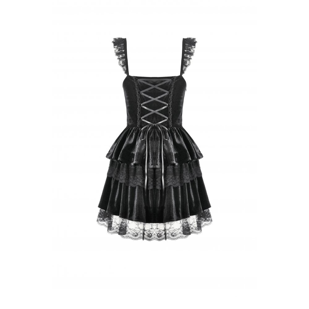 Close-up of the ornate lace detailing on the sweetheart neckline of the Dark in Love Nocturne gown, showcasing exquisite gothic craftsmanship.