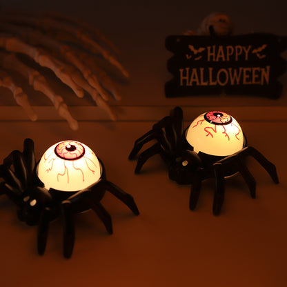 Halloween Spider Back Eye Beads Party Atmosphere Decorative Lights displaying illuminated spider figurines against a whimsical backdrop, adding a touch of charm to luxurious Halloween decorations.