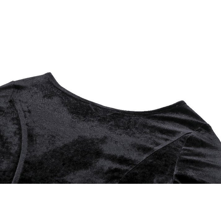 Full-length view of the Dark In Love Petricka Velvet Maxi Dress highlighting its flowing silhouette and sophisticated gothic aesthetic.