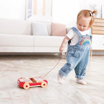 Hape Pull Along Cart with Stacking Blocks